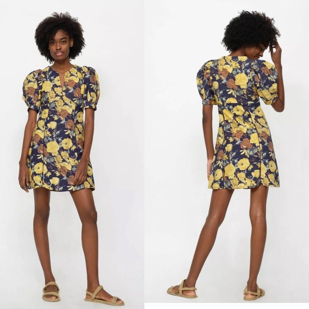 Sea New York Majorelle Ny Ella Floral  Puff Sleeve Cotton Dress Sz:6